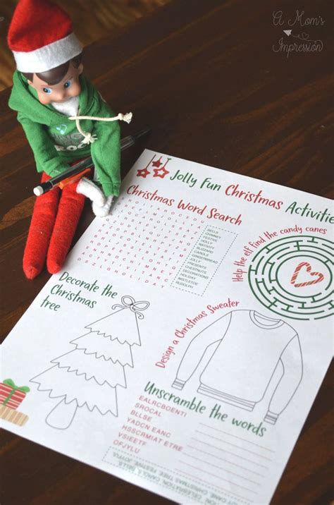 Printable Elf On The Shelf Activities
